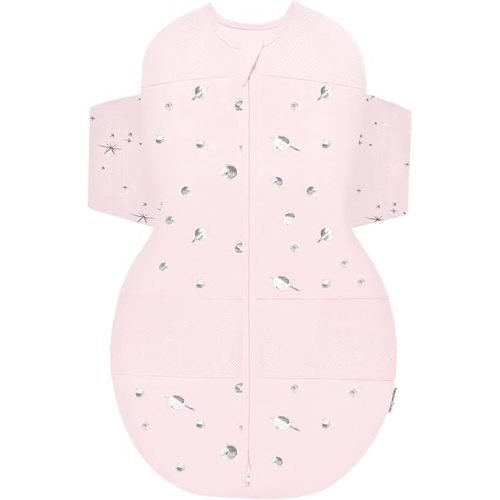 Happiest Baby SNOO Sleep Sack - 100% Organic Cotton Baby Swaddle Blanket - Doctor Designed Promotes Healthy Hip Development (Rose Planets, X-Large)