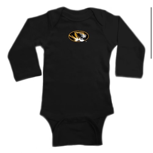Missouri Tigers Baby BLACK Primary Logo Long Sleeve Romper - 10190846