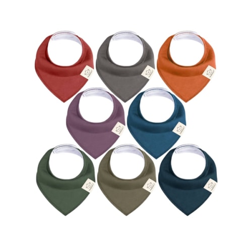 8-Pack Organic Baby Bandana Bibs for Boys, Girls - Super Absorbent Triangle Baby Bibs for Drooling and Teething Infant, 100% Cotton Extra Soft for Newborn, Infant 0-36 Months (Thunder)