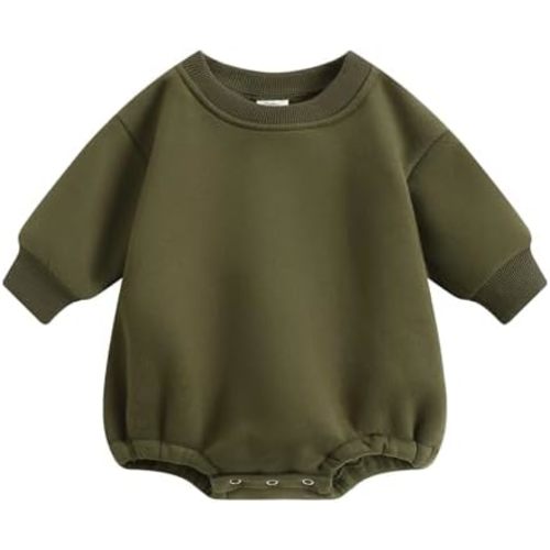 Bafeicao Baby Boy Girl Fleece Sweatshirt Bubble Romper Oversized Sweater Romper Solid Thick Winter Clothes