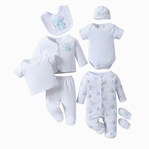0-3 Months Newborn Baby Outfit Set Full Clothes Romper Newborn Eight Piece Set Toddler Separates One-Piece Footed Romper Newborn Gift