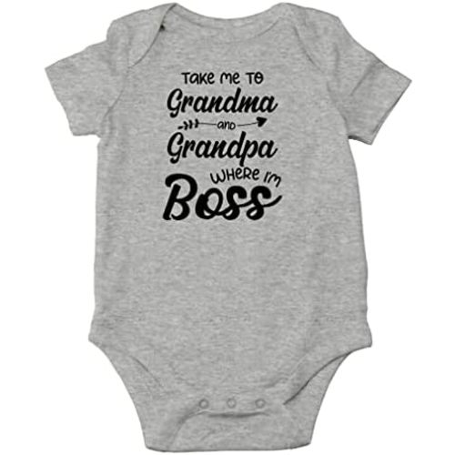 AW Fashions Take Me To Grandma And Grandpa Where I'm Boss Baby Bodysuit Funny Adorable Cute Infant Outfit