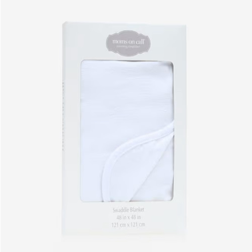 MOMS ON CALL Baby & Newborn Swaddle Blanket | 0-3 Months | Nursery Baby Gift | 48 X 48 Inch | 100% Cotton | Modern White with Gift Box