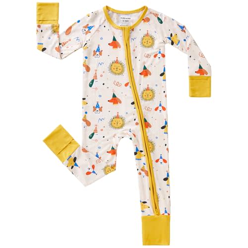 pureborn Baby Sleeper Viscose from Bamboo Zipper Footies 0-24 Months | Buttery soft, 2 way zipper, OEKO-TEX Certified, breathable, infant boy girl, fold-over mittens & foot cuffs, all-season