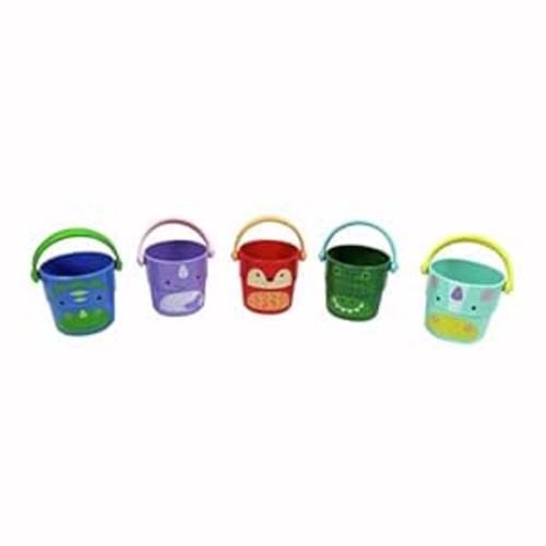 Skip Hop Baby Bath Toy Buckets, Zoo Stack & Pour Buckets, Pastel
