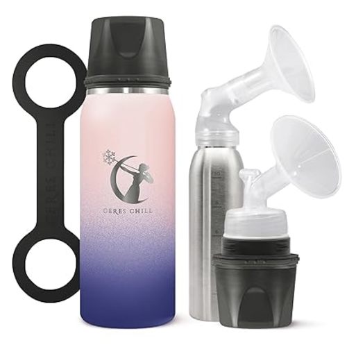CERES CHILL OG Breastmilk Chiller & Warmer – 12–34oz Portable Breast Milk Cooler, Storage & Baby Bottle for Travel, Work or On-The-Go – Pump Compatible Container – La Vie En Rose Gold