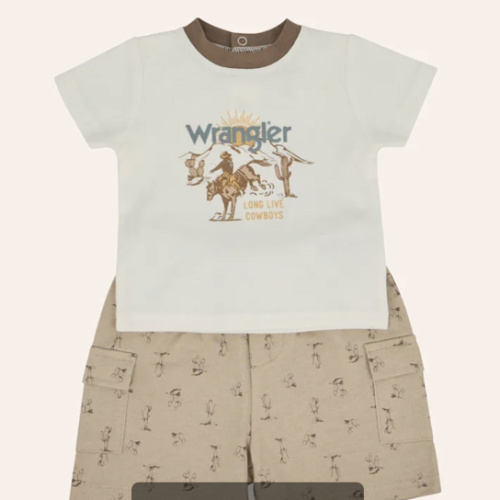Wrangler Infant Boys' White & Brown Cowboy Graphic Short Set | Cavender's