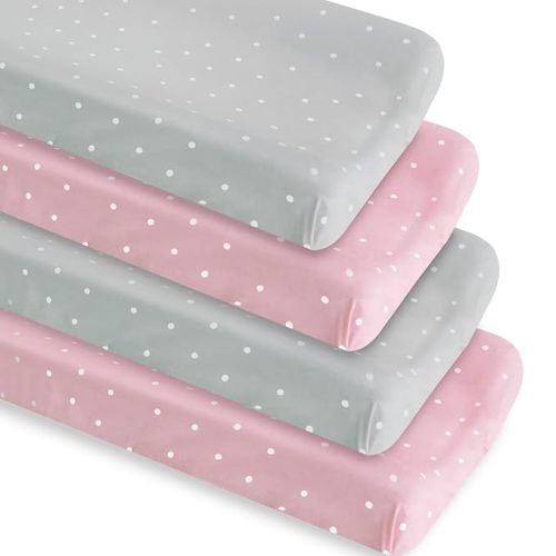 Changing Pad Cover Fitted for Boys Girls, 4 Pack Baby Changing Table Cover Sheets Neutral, Soft Breathable for 32"x16" Diaper Change Table Pad, Bassinet Sheets