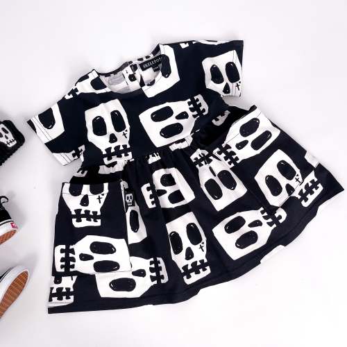 SKELLY SKULL SMOCK DRESS