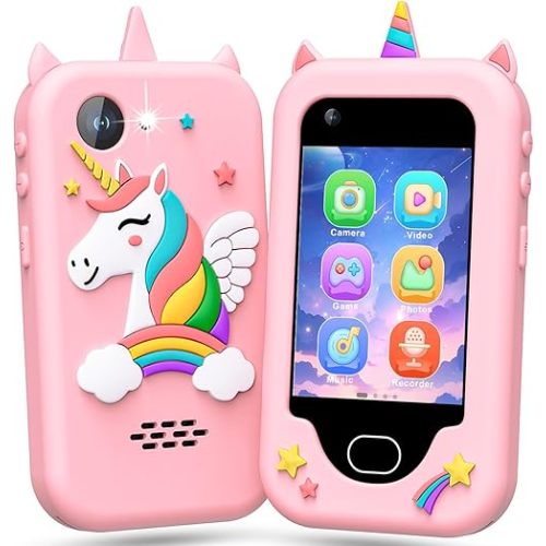 Lapare Kids Smart Phone for Girls, Christmas Birthday Gifts for Girls Age 3-10,Kids Toys Cell Phone, Toddler Learning Play Toy Phone with Dual Camera, Game, Music Player and More (32G)