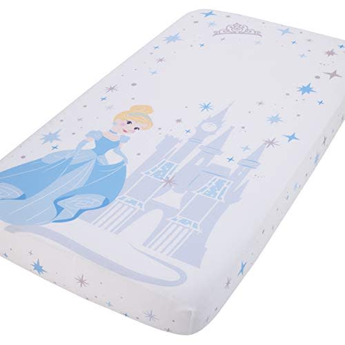 Disney Princess Cinderella - Light Blue & White Photo Op Fitted Crib Sheet, Blue, White