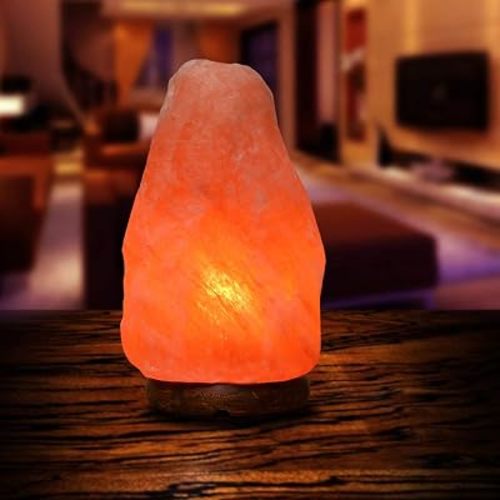 Himalayan Natural Pink Salt Lamp, Hand Crafted I Natural Warm Amber Glow I Dimmer Switch, Wooden Base, (7-9 inches, 9-10 lbs.) Unique Gift Ideas, Orange