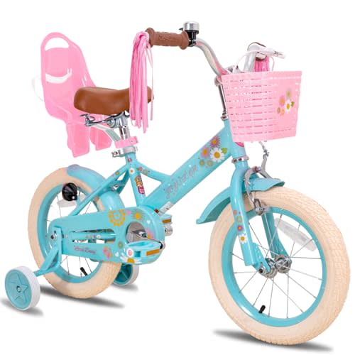 JOYSTAR Little Daisy Kids Bike for Girls Boys Ages 2-10 Years, 12 14 16 20 Inch Girls Bikes with Doll Bike Seat & Streamers, Boys Bike with Flag & Number Plate, Multiple Colors