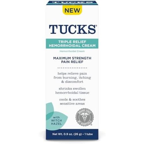 Tucks Triple Relief Hemorrhoidal Cream, Hemorrhoid Treatment, 0.9 oz
