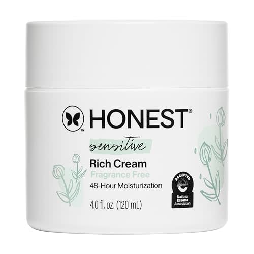 The Honest Company Rich Cream, Hypoallergenic, EWG Verified, Fragrance-Free | Gentle Daily Skincare. Fragrance-Free, Hypoallergenic, Dermatologist Tested, EWG Verified. For Sensitive Skin.