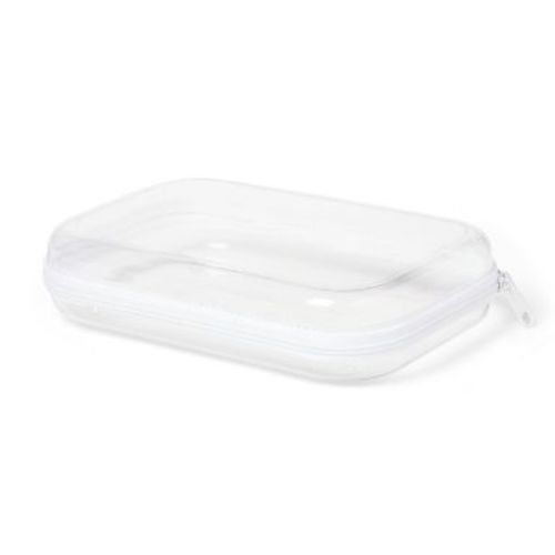 Hard Sided Zipper Pencil Case Clear - up&up™: PET Material, 8.75" Width, 6.25" Depth, 2" Height, 0.109 lbs, Zipper Closure