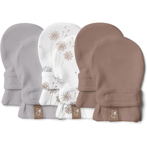 goumikids 3 Pack Stay-On Mitts Pewter, Dandilion and High Prairie, 0-3 Months