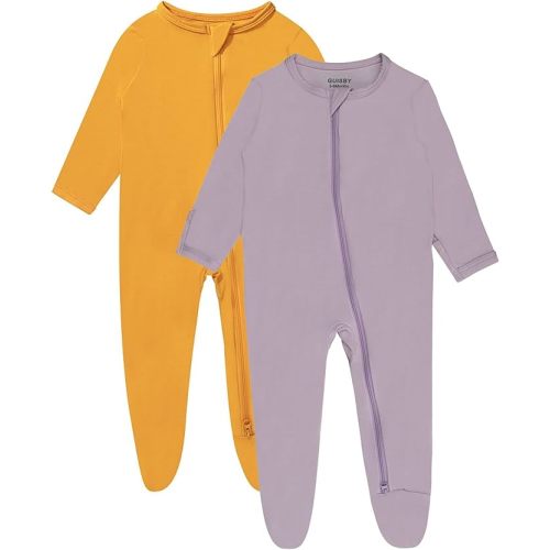Bamboo Baby Footed Pajamas with Mitten Cuffs , Soft Long Sleeve Romper 0-12 Months
