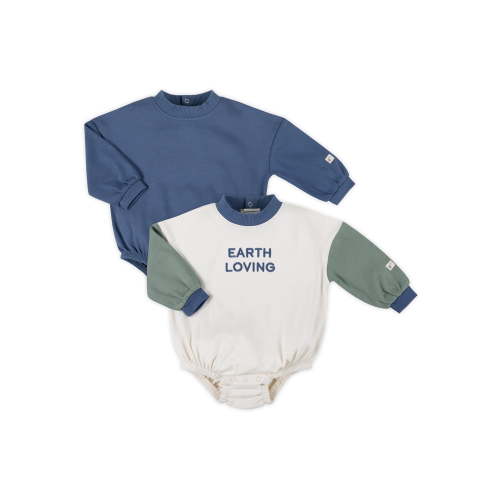 Little Star 100% Organic Cotton 2-Pack Baby Boy Sweatshirt Rompers