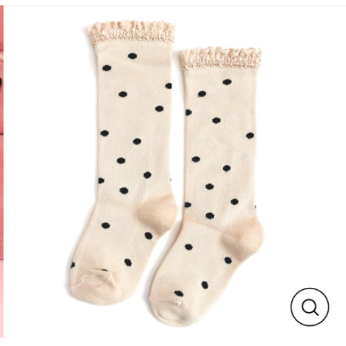 Vanilla Dot Lace Top Knee High Socks