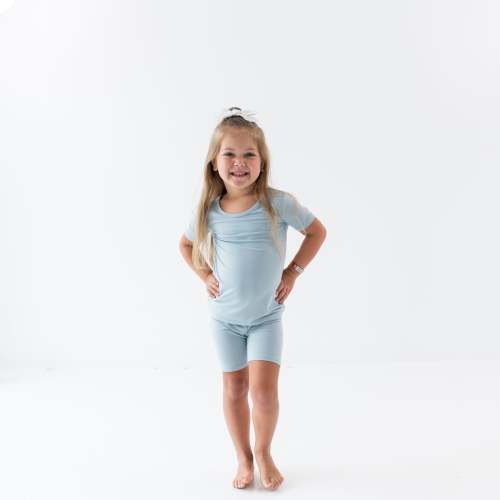 Short Sleeve Pajamas in Fog | Bamboo Pajamas | Kyte Baby