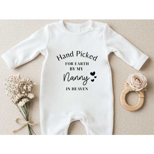 Personalized Grandma From Heaven Gift, Baby Nanny Memory Keepsake, Hand Picked By Nanny Bodysuit, Grandparent Remembrance Baby Vest