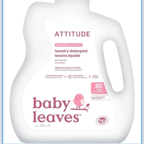 ATTITUDE Baby Laundry Detergent Liquid, EWG Verified, Safe for Baby Clothes, Infant and Newborn, Vegan and Naturally Derived Washing Soap, HE Compatible, Unscented, 80 Loads, 67.6 Fl Oz
