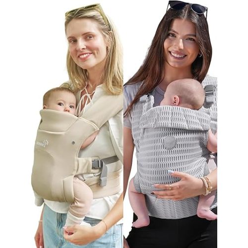 Grownsy Baby Carrier Bundle: Classic Cream + AirMesh Silver Grey—2-in-1 for Every Season