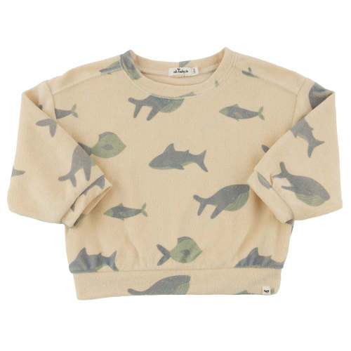 oh baby! Charlie Sweatshirt - Fish Print - Buff