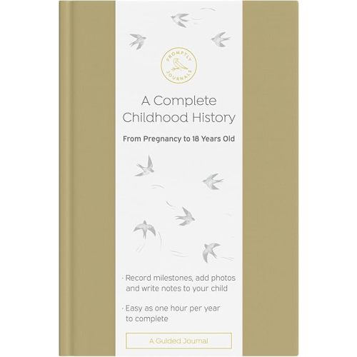 Promptly Journals, A Complete Childhood History: From Pregnancy to 18 Years Old (Sage Green, Linen) | Baby Book and Pregnancy Journal | Baby Memory Book