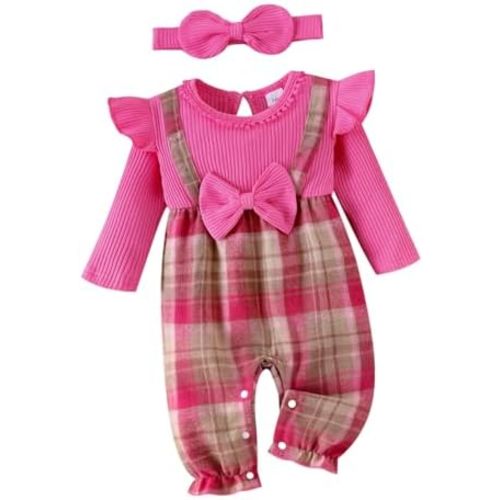 Baby Girl Clothes Fall Winter Outfits Ruffles Plaid Romper Long Sleeve Bodysuit One Piece Jumpsuit 0-18 Months