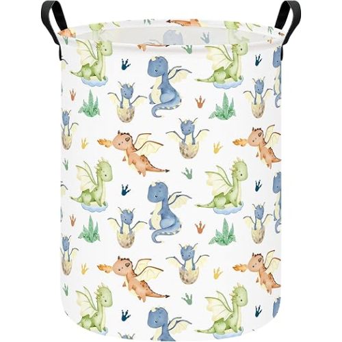 Round Laundry Basket Collapsible Storage Hamper Parent-child Dragon