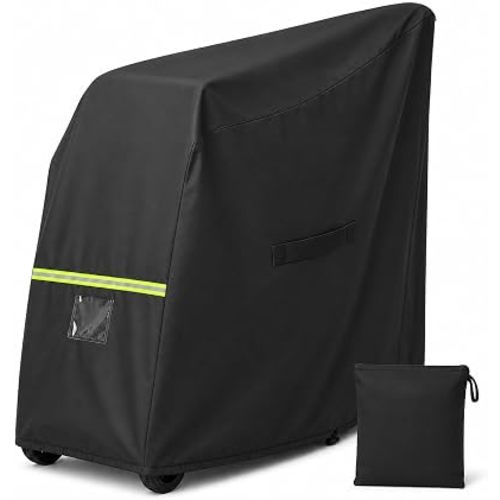 Stroller Cover, Waterproof Outdoor Stroller Storage Cover for Most Large Strollers, Dustproof UV-Resistant Cover with Reflective Strip, Adjustable Bottom Drawstring, Windproof Buckles & Storage Pouch