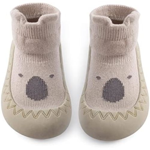 Exegawe Baby Sock Shoes Toddler Cartoon Soft Rubber Sole Non Slip Floor Slipper for Boys Girls First Walking
