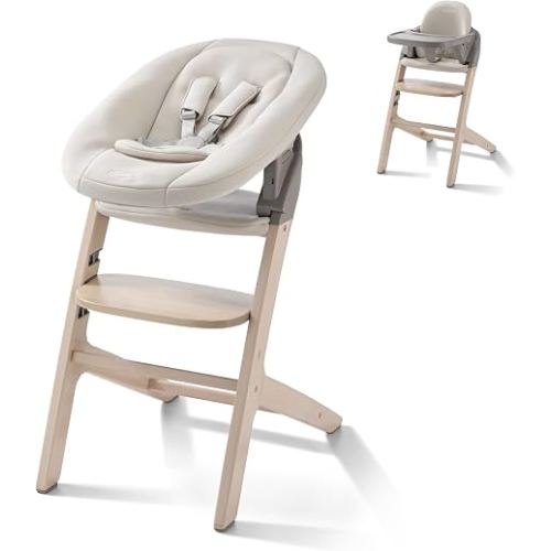 Graco Close2Baby 3-in-1 Highchair with Newborn Seat & Youth Stool | Adjustable Backrest & 3-Position Footrest, Wood Legs, Easy-Clean Harness, Dishwasher-Safe Tray, Versatile Comfort