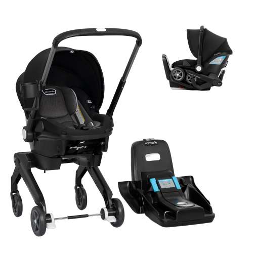 Evenflo Shyft Dual Ride Infant Car Seat Stroller Combo, 2024, Beaufort Black, Original Model