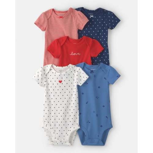 Baby Girl 5-Pack Bodysuits - Red/White/Blue