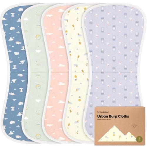KeaBabies 5pk Urban Baby Burp Cloths, Organic Burping Cloth for Babies, Burp Rags for Baby Girls, Boys (Dreamers)