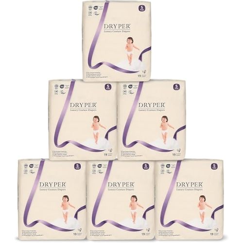 Baby Diaper,DRYPER Disposable Diaper Newborn Nappies Size 5 (13-18kg), 3D Leak Guards & Wetness Indicator, Ultra-Soft & Thin,Fast Water Absorption, 114 Nappies