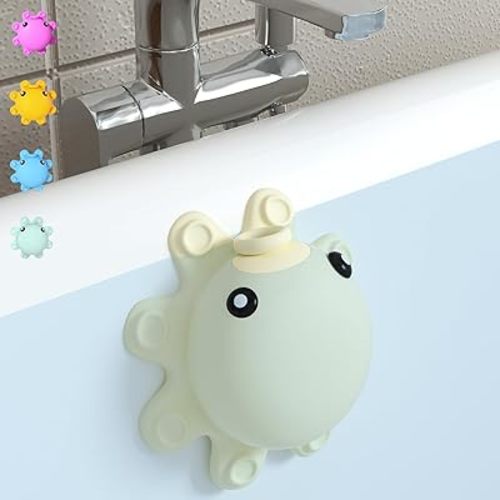 Bathroom Bathtub Overflow Drain Cover- Silicone Bath Tub Drain Cover, Tub Overflow Drain Stopper with Suction Cups, Adds Inches of Water for Deeper Bath, Cute Bathroom Accessories, Ivory