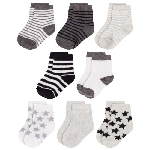Rising Star Unisex Toddler Socks, Baby Boy Socks, 8 Pack - Organic Quarter Baby Socks for Infants, Soft Breathable Cotton, Neutral Colors