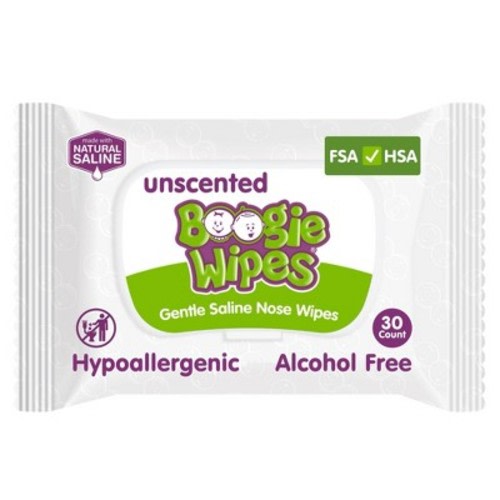 Boogie Wipes Saline Nose Wipes Unscented - 30ct