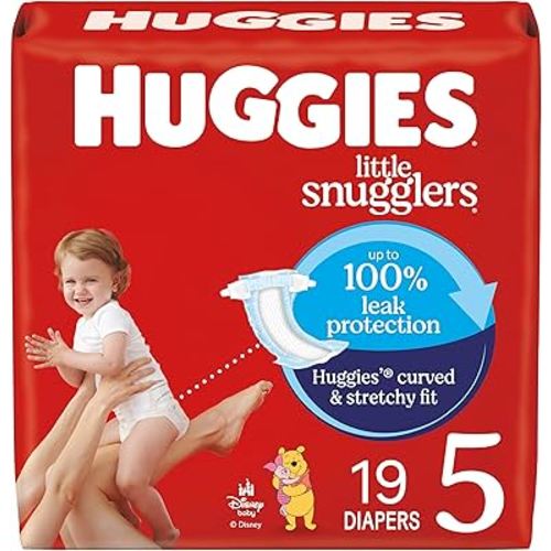 Huggies Size 5 Diapers, Little Snugglers Baby Diapers, Size 5 (27+ lbs), 19 Count, Packaging May Vary