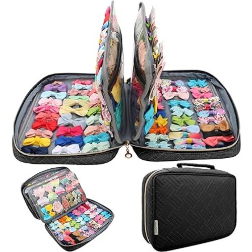 Micom Hair Accessories Storage Bag For Baby Girls, Hair Bow Organizer, Multifunctional Hair Accessories Storage Carrying Case for Display Hair Clips, Headbands, Scrunchies, Travelling Storage Bag