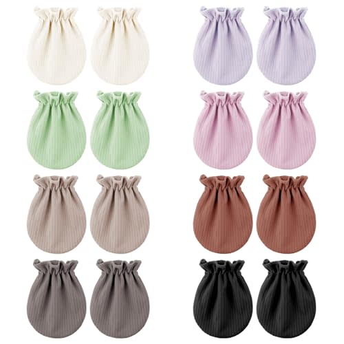 BQUBO Newborn Infant Toddler Mittens No Scratch Cotton Elastic Wrist Gloves Hypoallergenic for 0-6 Months Baby Boys Girls