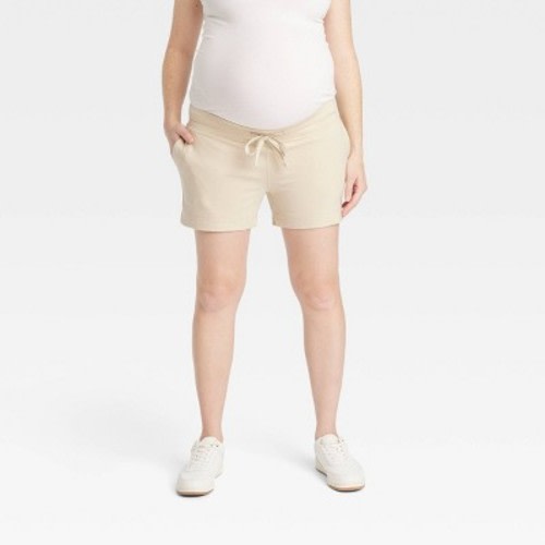 Leisure Maternity Shorts - Isabel Maternity by Ingrid & Isabel™ Cream L: French Terry, Side Pocket, Drawstring