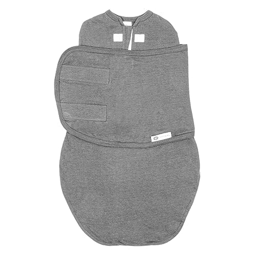 embé 2-Way Starter Baby Swaddle, 6-14 lbs, Newborn Sack 0-3 Months, Zip, Hook & Loop 0-3 Months Baby Wrap, Hip Healthy, Infant Swaddle - Slate