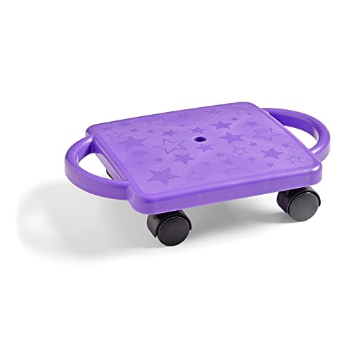 hand2mind Purple Indoor Scooter Board with Safety Handles for Kids Ages 6-12, Plastic Floor Scooter Board with Rollers, Physical Education for Home, Homeschool Supplies (Pack of 1)
