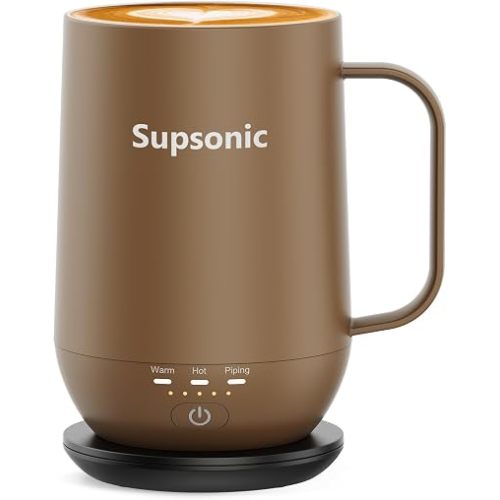 Supsonic - 16oz Self Heating Coffee Mug, Smart Heated Coffee Mug Faster Direct-Contact Heating Up to 149°F, Coffee Mug Warmer Set with Auto Shut-Off - Gifts for Men Women | S2