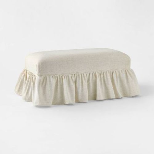 Ruffle Skirt Bench Cream Flecked Linen - Threshold™ designed with Studio McGee